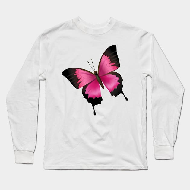 Pink Butterfly Long Sleeve T-Shirt by Pet & Nature Lovers